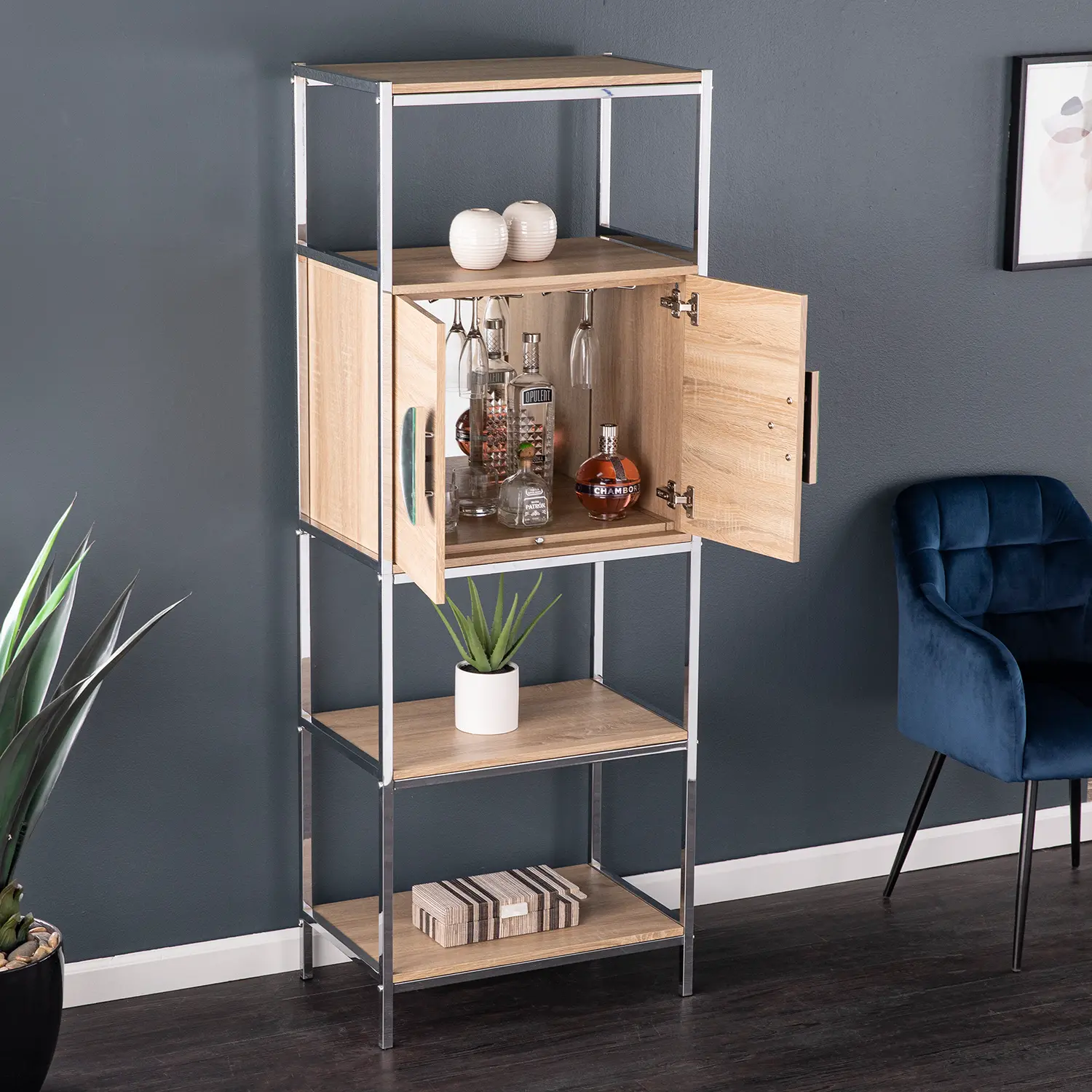 Cryan Tall Bar Cabinet With Wine Storage