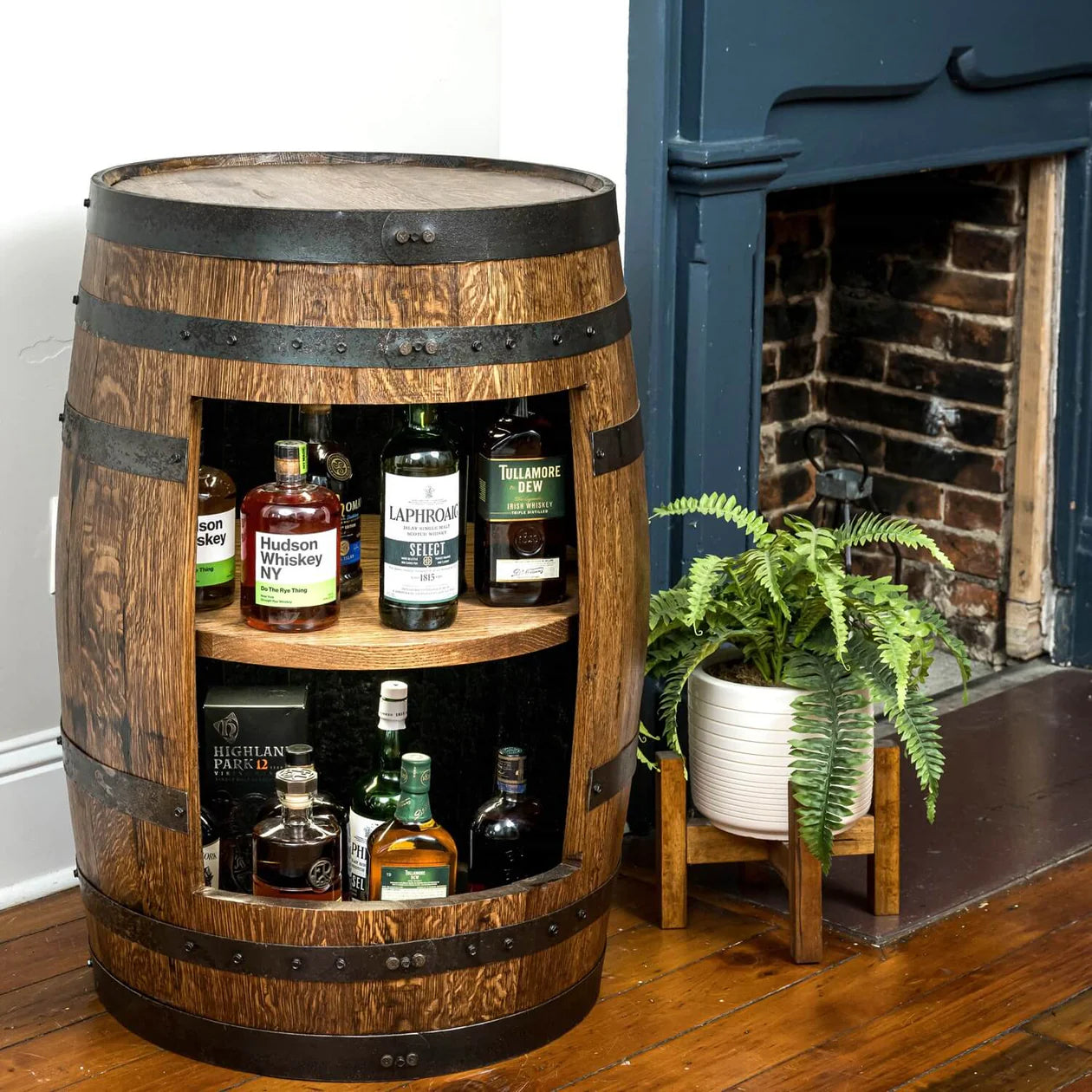 Whiskey Barrel Open Display Cabinet